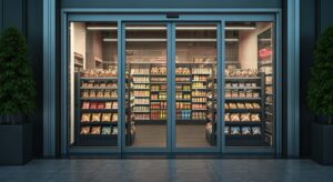 shop front with automatic doors