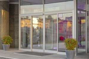 Automatic sliding glass doors