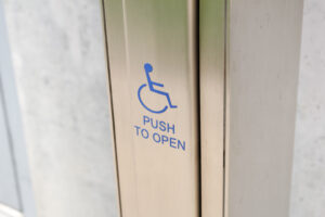 accessible push to open automatic door touch pad
