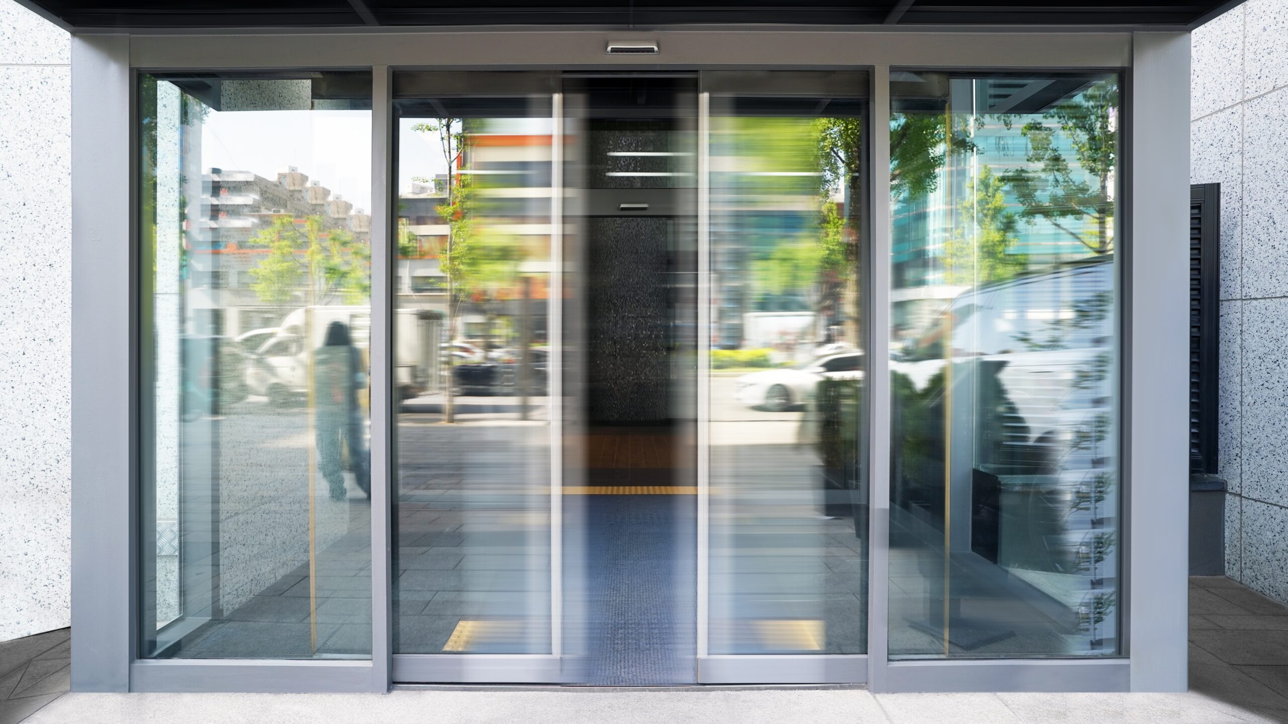 Automatic doors in motion